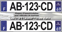 Plaques d'Immatriculation Avant et Arrière pour Voiture en Plexiglass avec logo Régional pour Voiture 520 X 110 mm. Livré avec jeu de Rivets Blancs